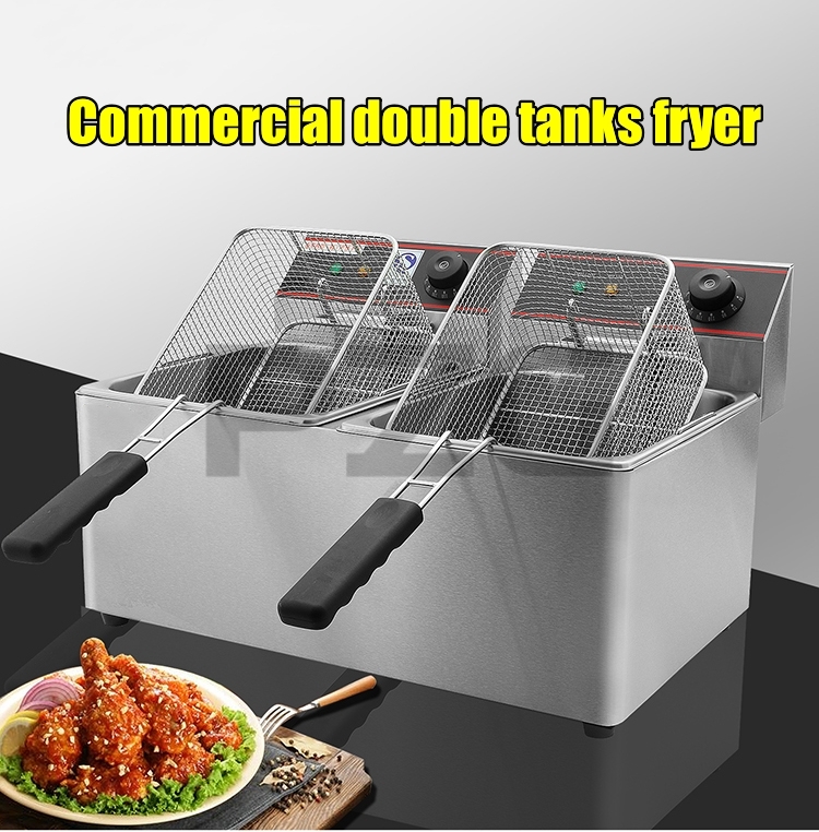 Countertop Deep Fryer With Timer - 11L+11L 상업용 스테인리스 스틸 카운터탑 전기