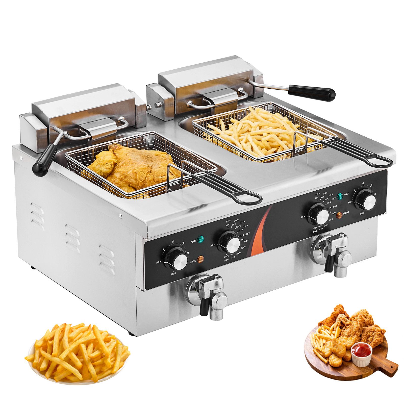 Fryer Basket Commercial Stainless - 상업용 딥 프라이어 3500W, 듀얼 탱크