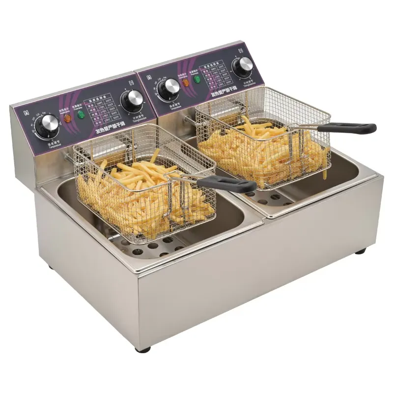 레스토랑 주방용 더블탱크 카운터탑 상업용 전기 딥프라이 - Countertop Deep Fryer With Timer 리뷰 및 가격