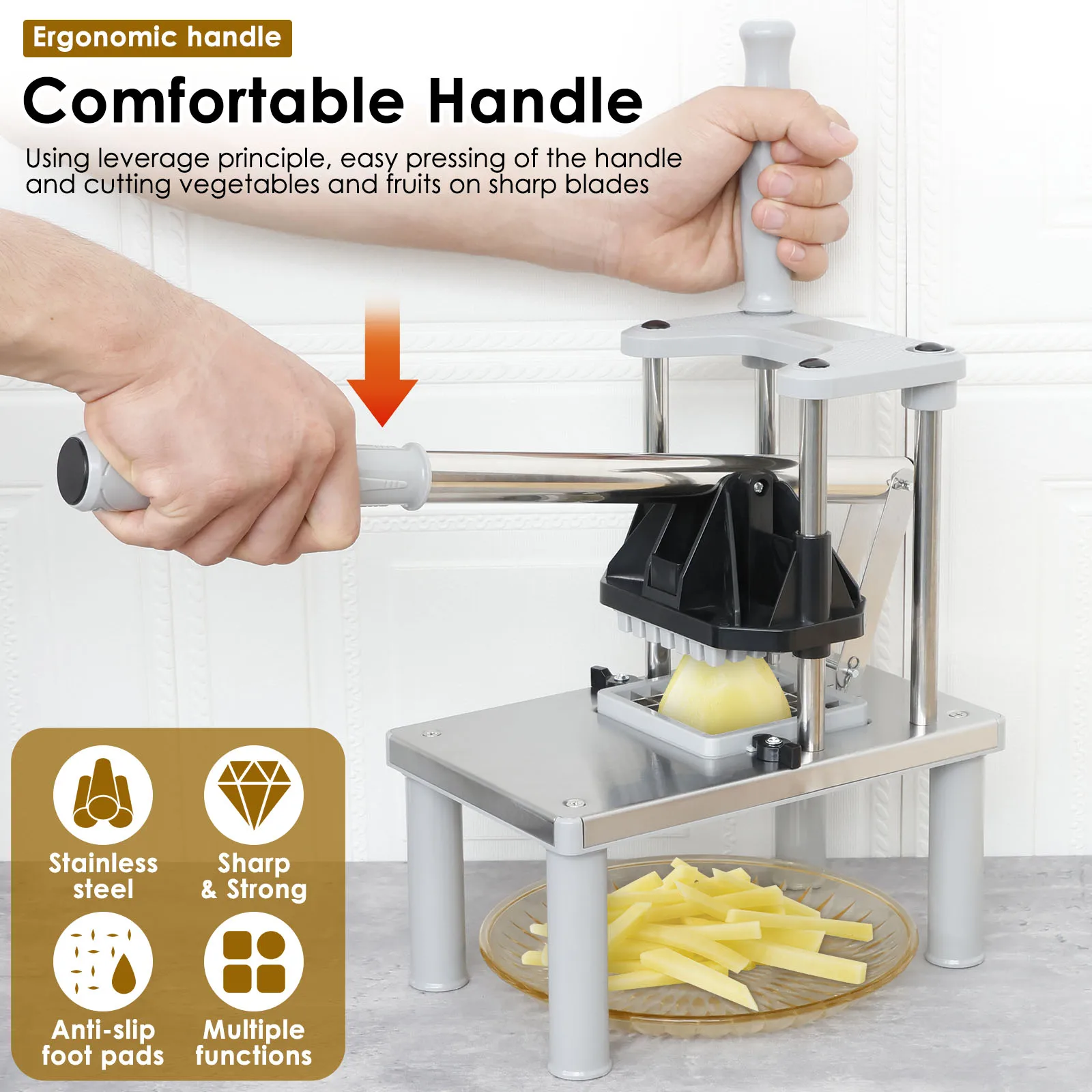 스테인리스 스틸 프렌치 프라이 커터, 상업용 야채 과일 - Commercial French Fry Cutter 리뷰 및 가격
