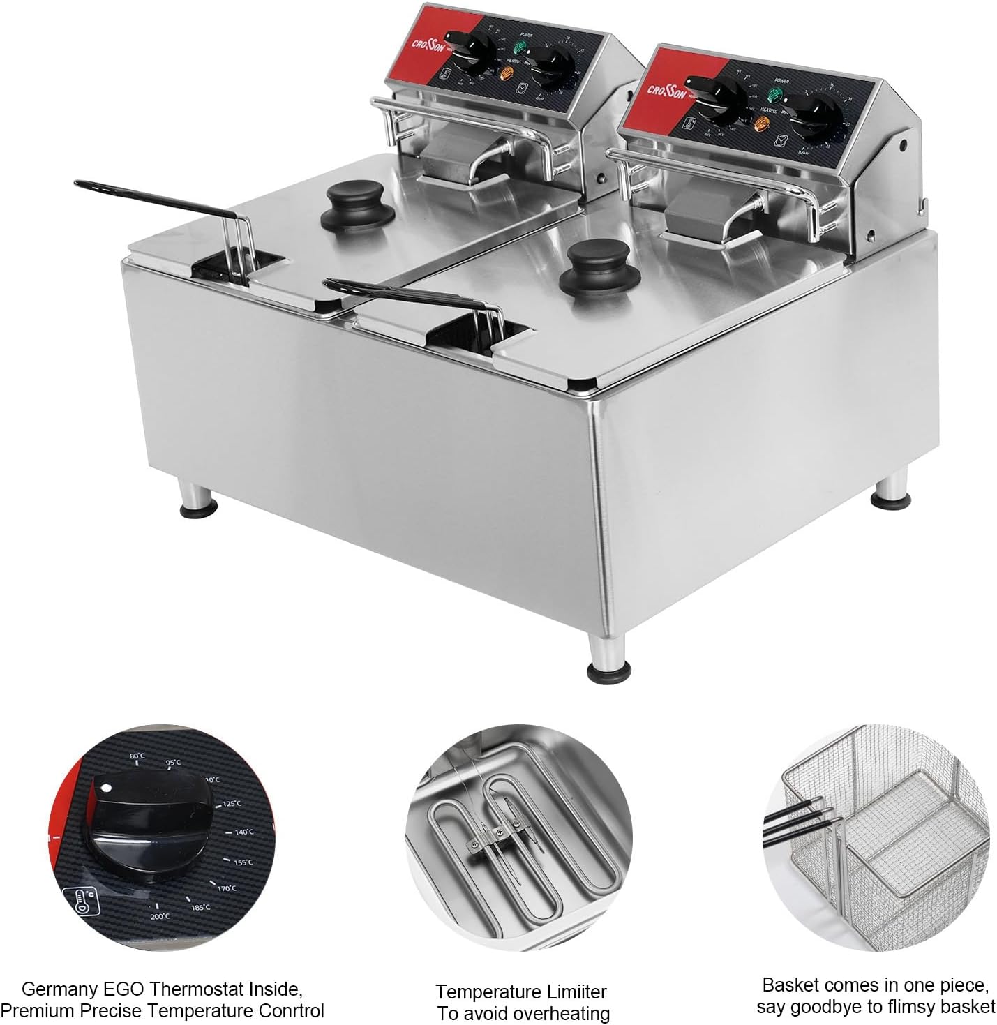 CF-30 16L 전기 딥 프라이어(더블 탱크 회전식  - Countertop Deep Fryer With Timer 리뷰 및 가격