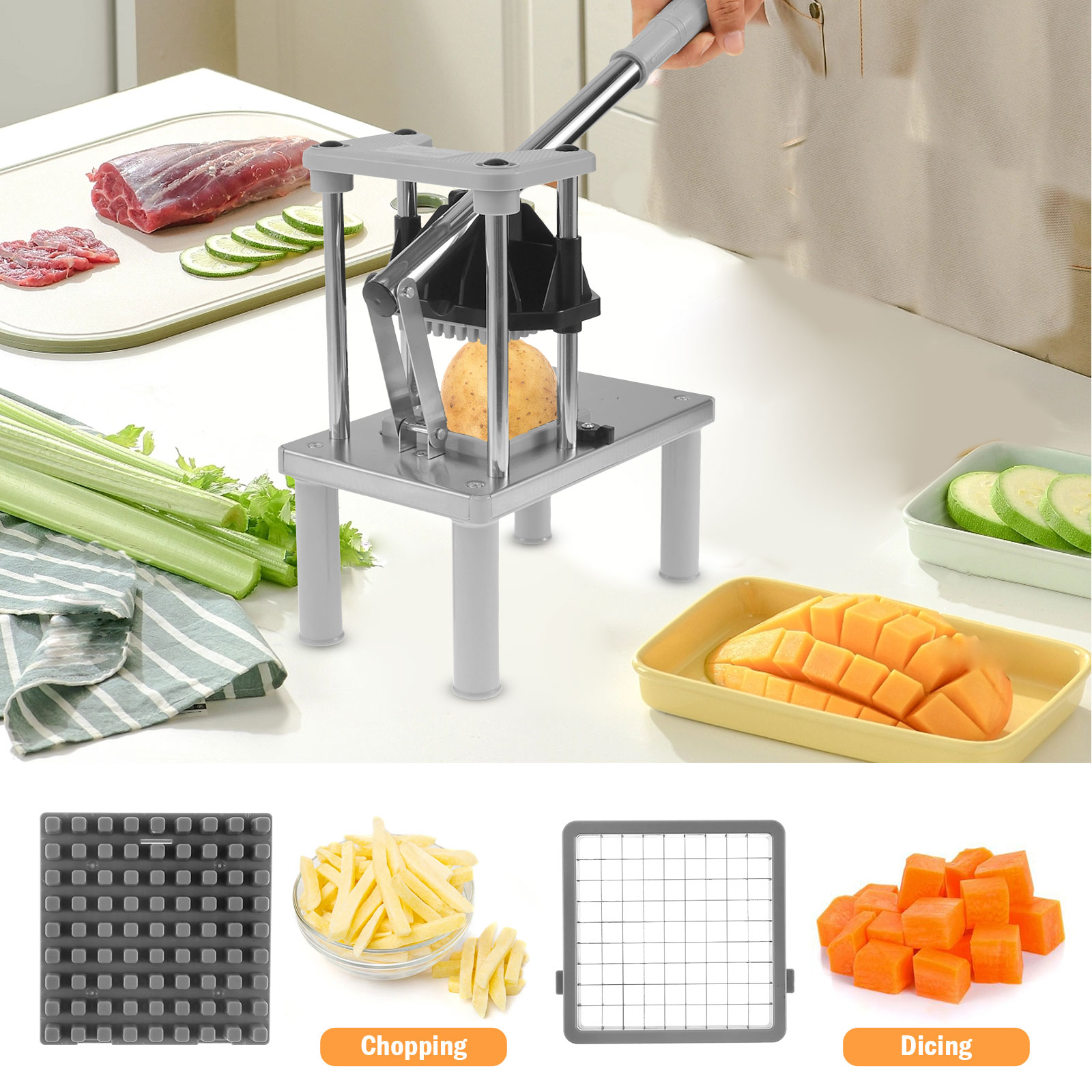 상업용 야채 과일 쵸퍼 프렌치 프라이 커터(교체 블레이 - Commercial French Fry Cutter 리뷰 및 가격
