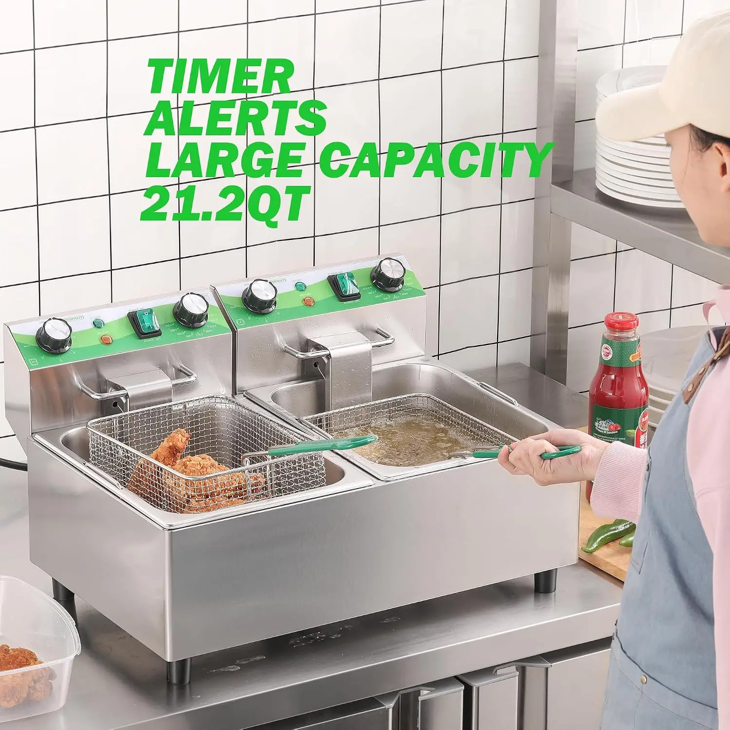 20L/21.2QT 상업용 딥 프라이어(타이머 포함)  - Countertop Deep Fryer With Timer 리뷰 및 가격