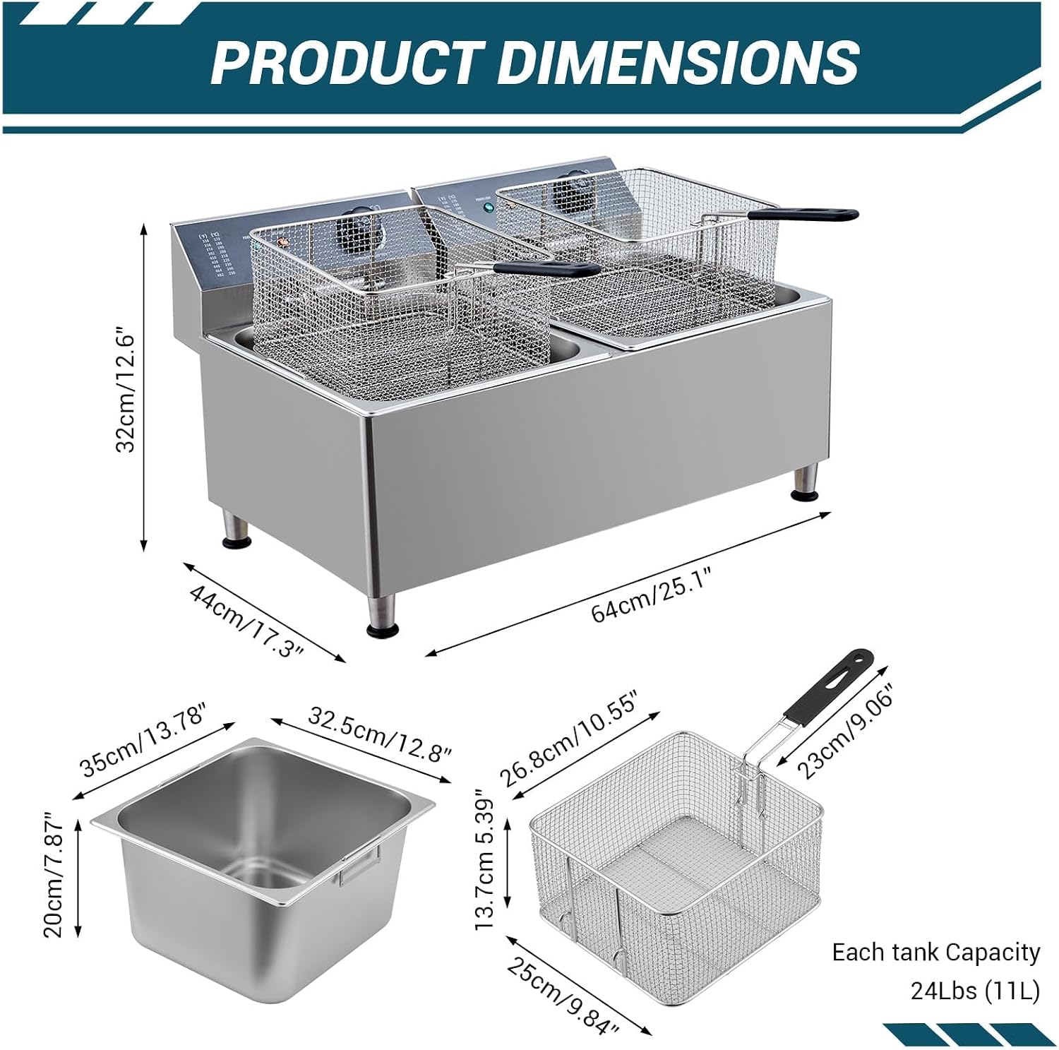 Tacleekii 11L 듀얼 탱크 상업용 전기 딥 프 - Fryer Basket Commercial Stainless 리뷰 및 가격