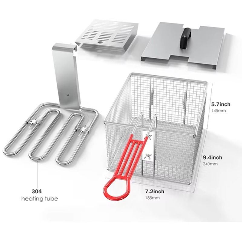 바구니와 뚜껑이 있는 전기 딥 프라이어, 타이머와 오일 - Countertop Deep Fryer With Timer 리뷰 및 가격
