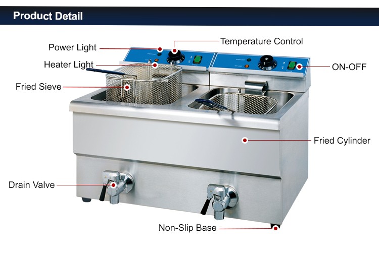 인기 판매 산업용 이중 상업용 감자 튀김기, 10-12 - Commercial Deep Fryer Double Tank 12L 리뷰 및 가격