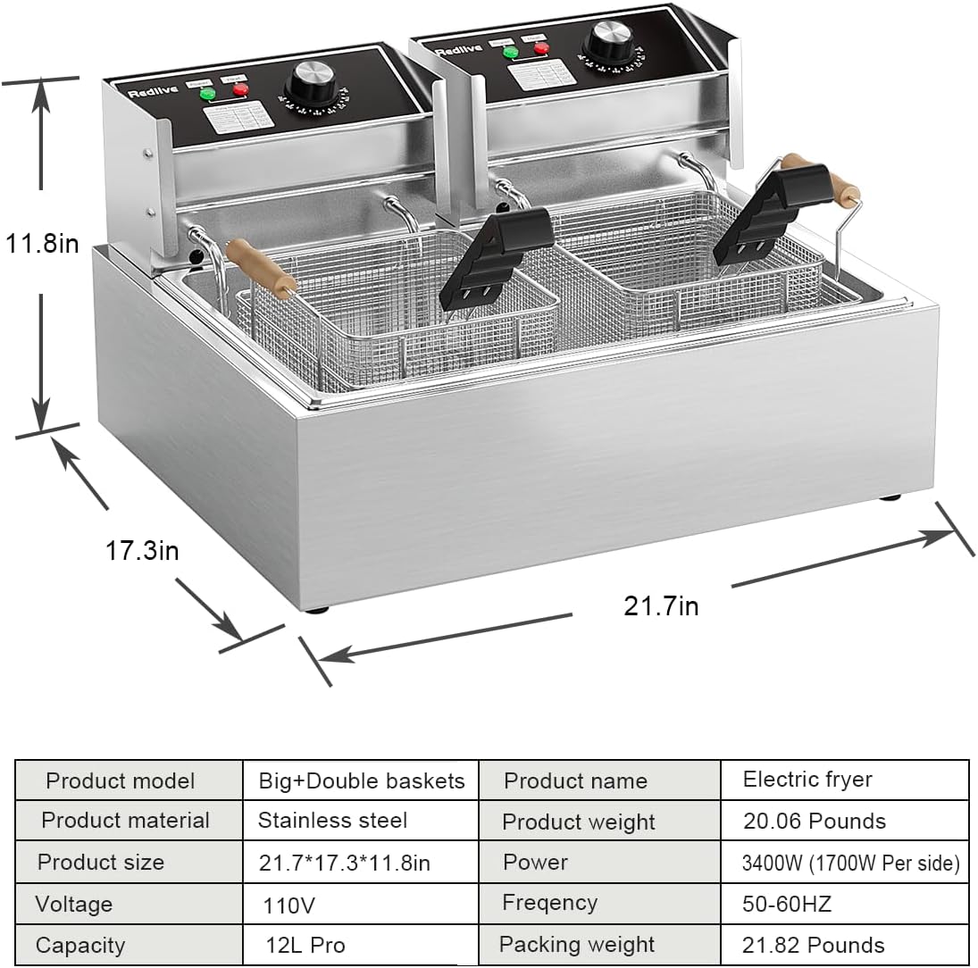 상업용 22.6L/24QT 스테인리스 스틸 전기 딥 프 - Fryer Basket Commercial Stainless 리뷰 및 가격