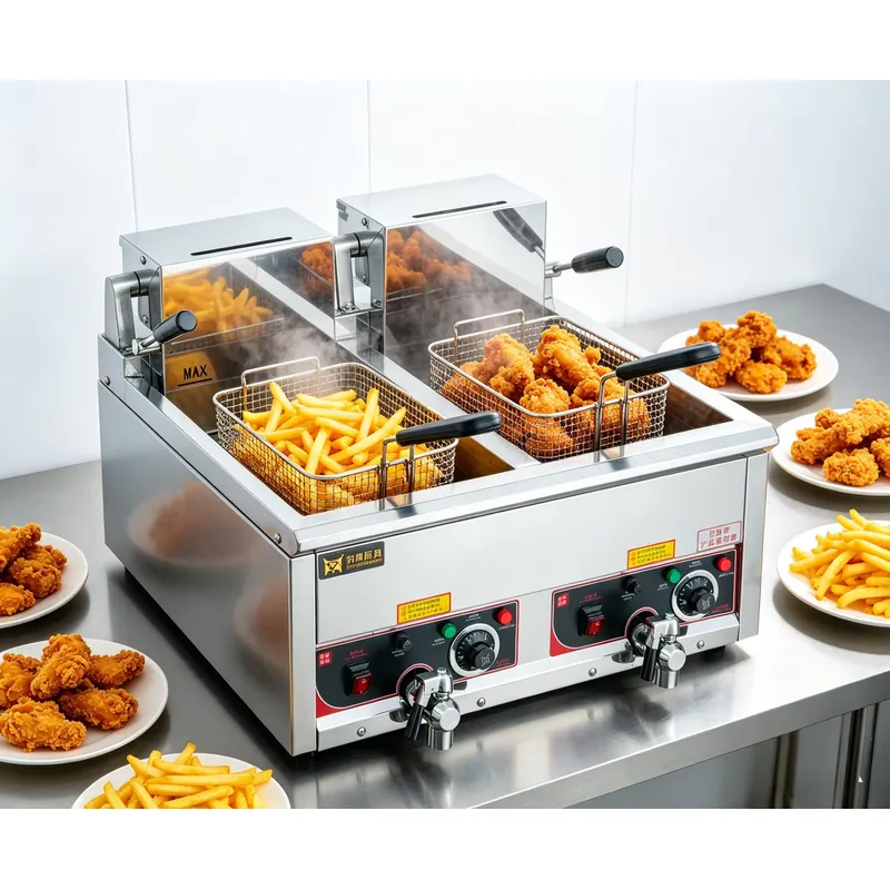 12L 용량의 상업용 전기 튀김기, 이중 트레이, 스테 - Commercial Deep Fryer Double Tank 12L 리뷰 및 가격