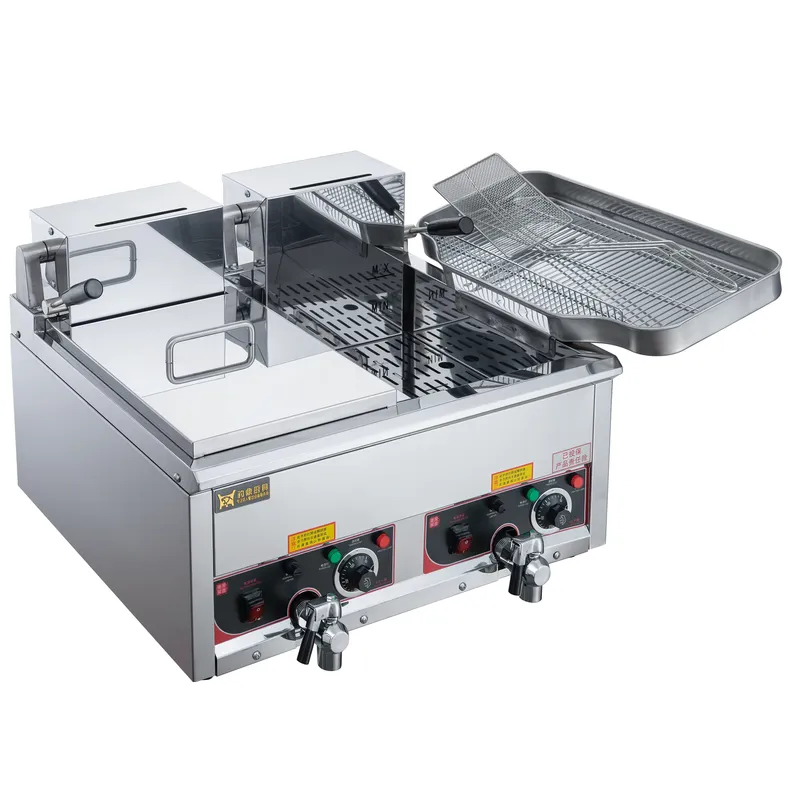 12L 용량의 상업용 전기 튀김기, 이중 트레이, 스테 - Commercial Deep Fryer Double Tank 12L 리뷰 및 가격