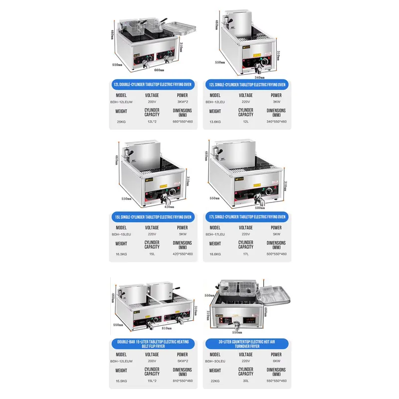 12L 용량의 상업용 전기 튀김기, 이중 트레이, 스테 - Commercial Deep Fryer Double Tank 12L 리뷰 및 가격
