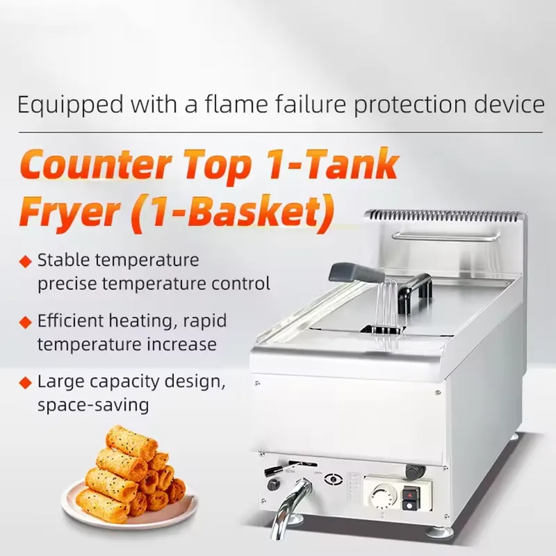 상업용 데스크탑 가스 튀김기, 1구, 1개의 튀김 바스 - Commercial Gas Deep Fryer Propane 리뷰 및 가격