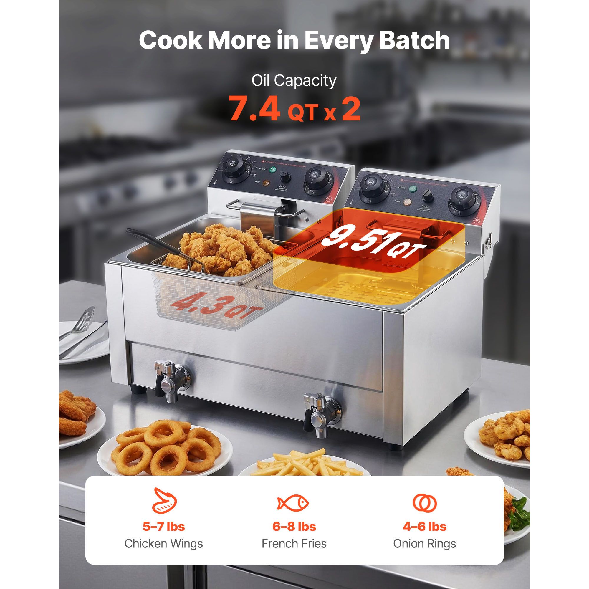 상업용 전기 딥 프라이어 3500W, 업그레이드된 듀얼 - Countertop Deep Fryer With Timer 리뷰 및 가격