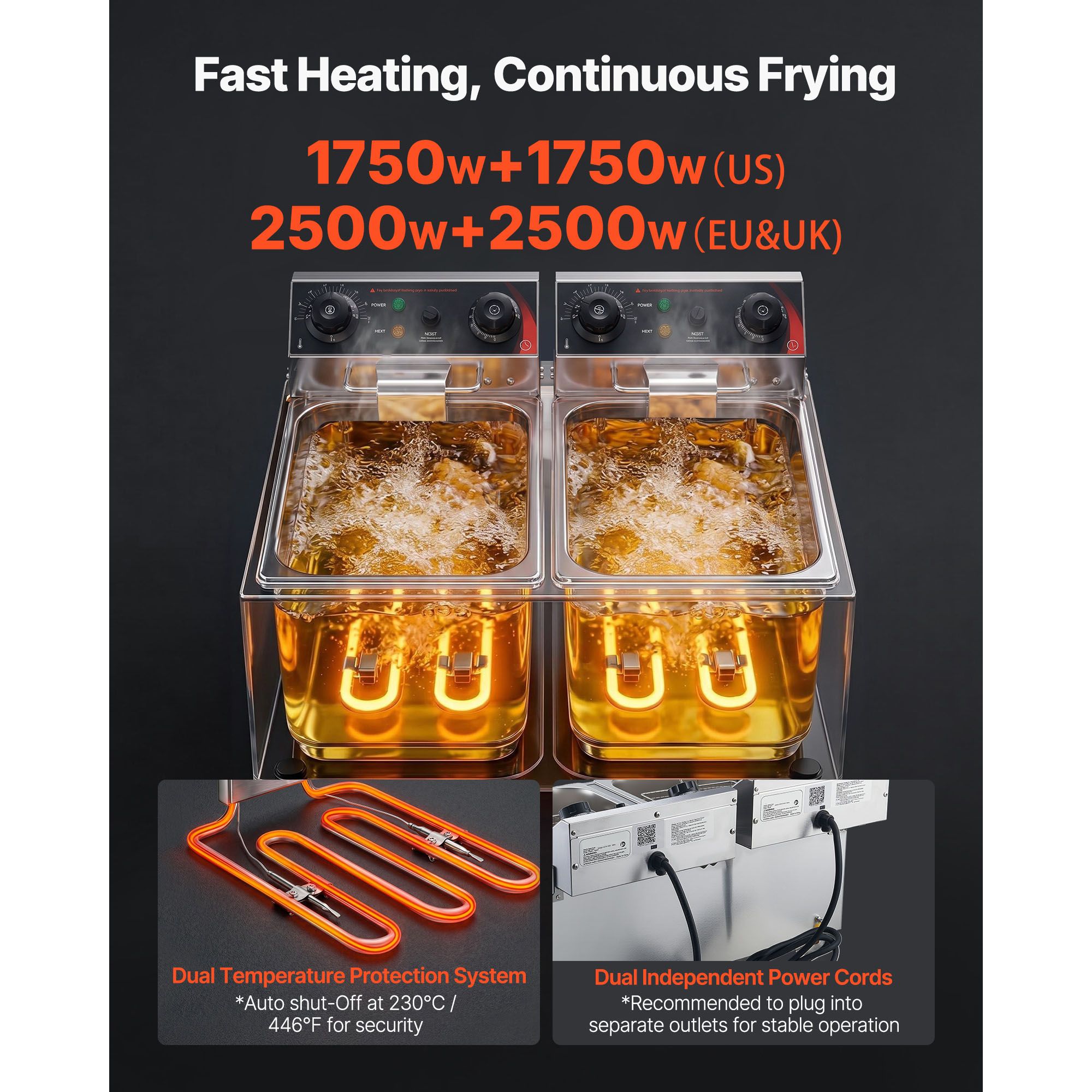 상업용 전기 딥 프라이어 3500W, 업그레이드된 듀얼 - Countertop Deep Fryer With Timer 리뷰 및 가격